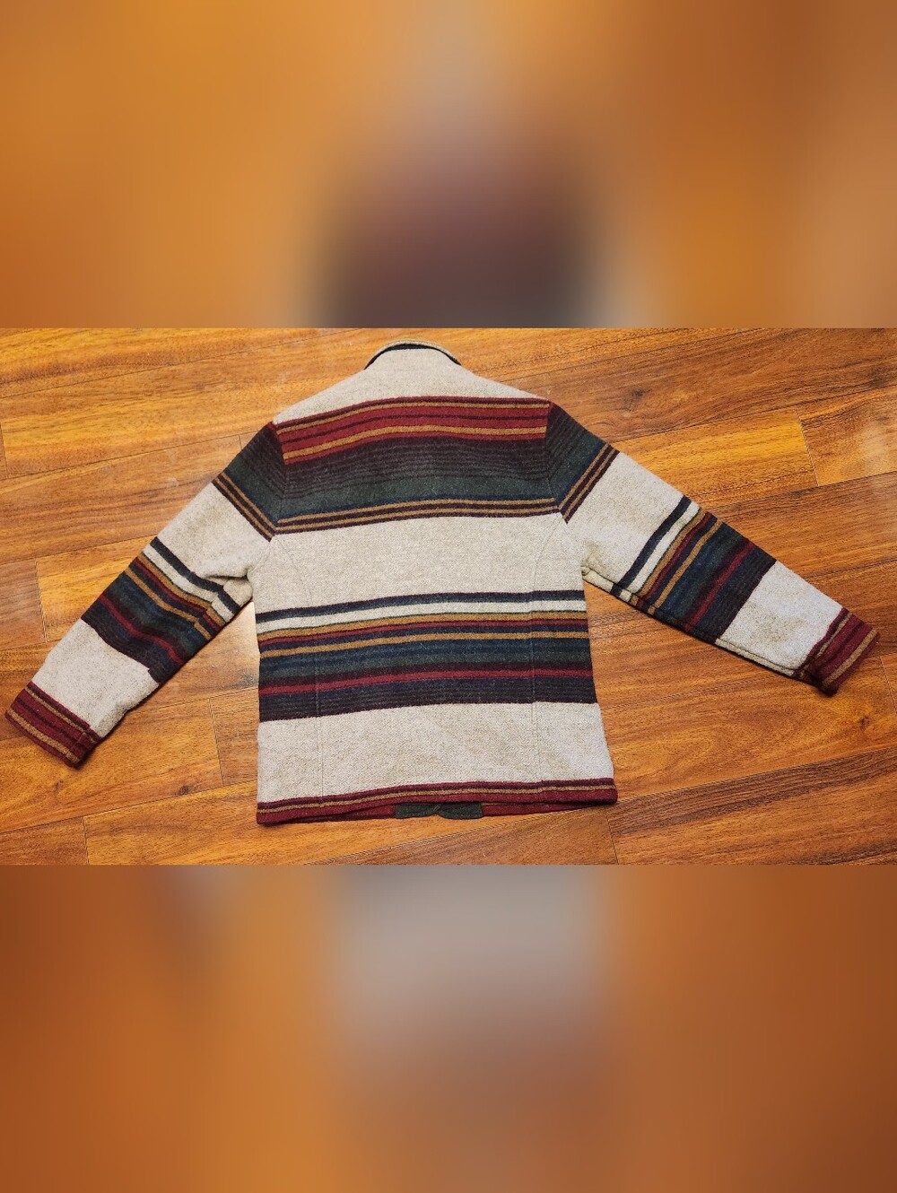 WOOLRICH Wool Blanket Coat Women S Small Striped Button Jacket USA Vintage Aztec - Picture 4 of 10